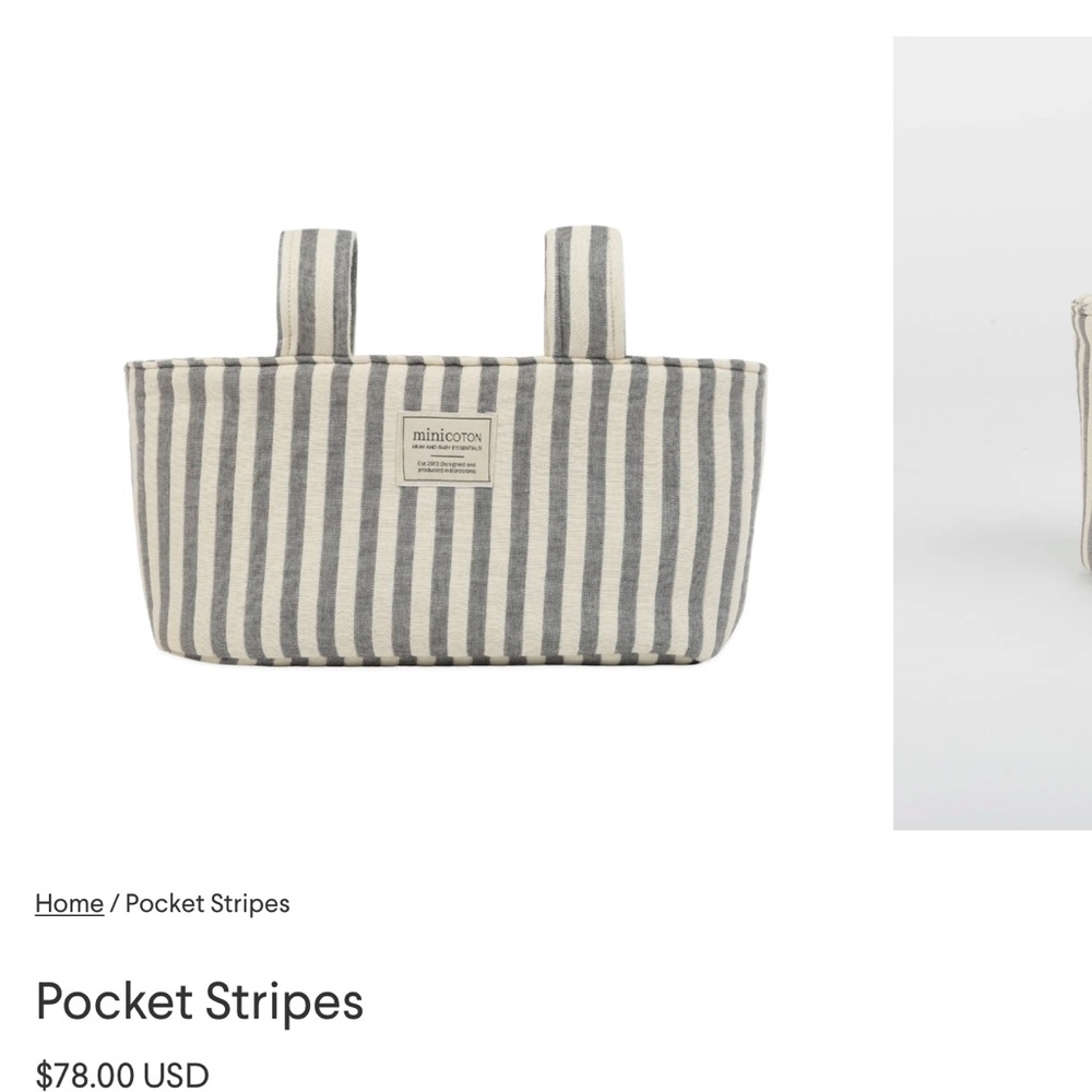 Striped Baby Bag - Gray and Cream